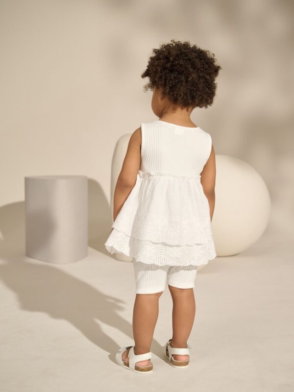 Cream Broderie Vest and Cycle Shorts Set