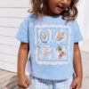 Blue Gingham Flowers Short Sleeve T-Shirt and Shorts Set