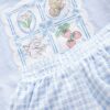 Blue Gingham Flowers Short Sleeve T-Shirt and Shorts Set