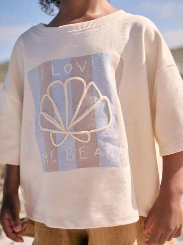 Cream Shell 100% Cotton T-Shirt and Shorts Set
