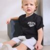 Black/Grey Baseball Short Sleeve Jersey Shirt & Shorts Set