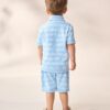 Blue Short Sleeve Polo Shirt And Shorts Set