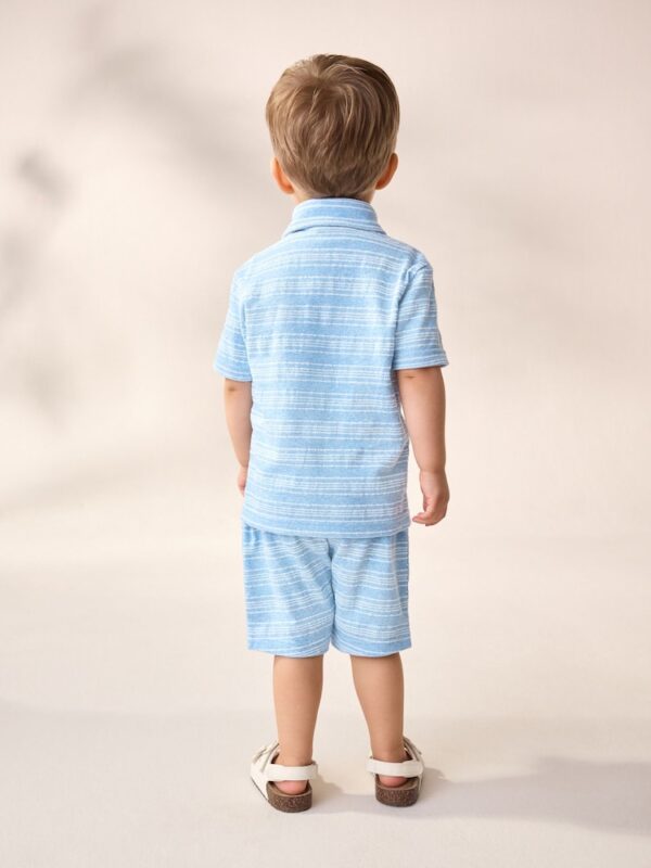 Blue Short Sleeve Polo Shirt And Shorts Set