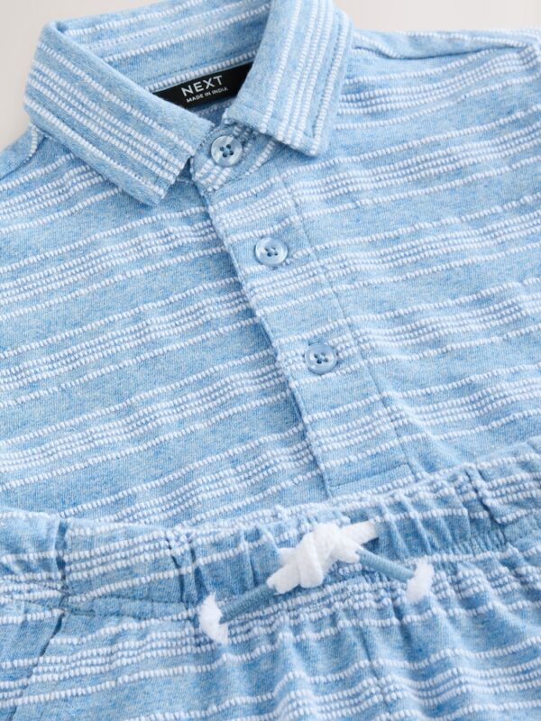 Blue Short Sleeve Polo Shirt And Shorts Set