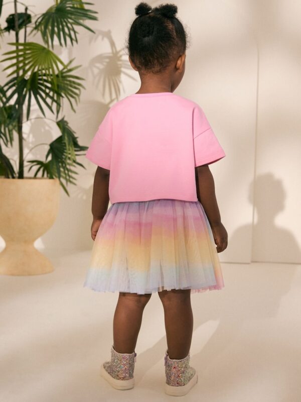 Rainbow/Pink Top and Tutu Skirt Set