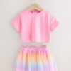 Rainbow/Pink Top and Tutu Skirt Set