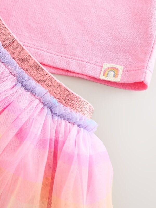 Rainbow/Pink Top and Tutu Skirt Set