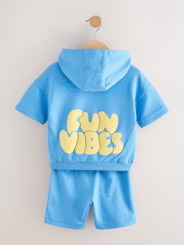 Blue/Yellow Hooded Sweatshirt and Shorts Set