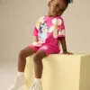 Pink Bluey Short Sleeve T-Shirt and Cycle Shorts Set