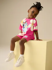 Pink Bluey Short Sleeve T-Shirt and Cycle Shorts Set