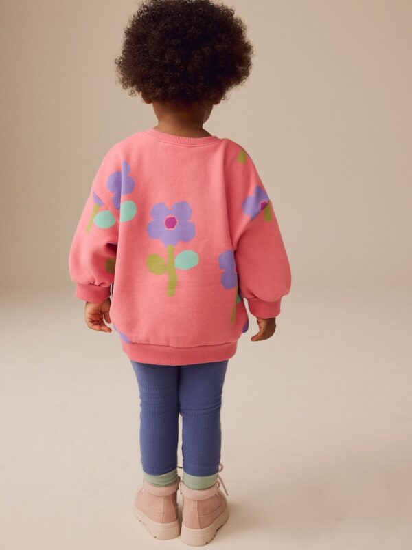 Pink Flowers Sweatshirt and Leggings Set