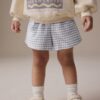 Blue Gingham 100% Cotton Top & Shorts Set