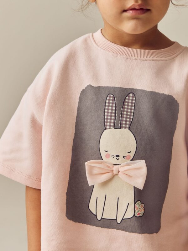 Pink Bunny 100% Cotton Top & Shorts Set