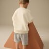 Ecru White/Blue Sweatshirt and Shorts Set