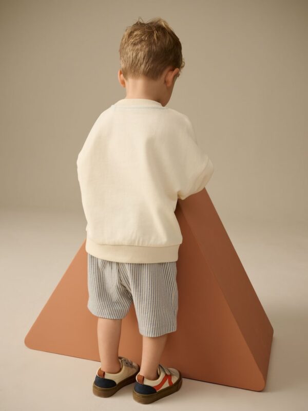 Ecru White/Blue Sweatshirt and Shorts Set
