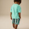 Mint Green Short Sleeve T-Shirt & Pattern Shorts Set