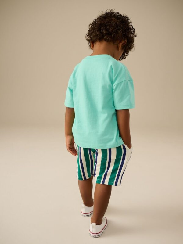 Mint Green Short Sleeve T-Shirt & Pattern Shorts Set
