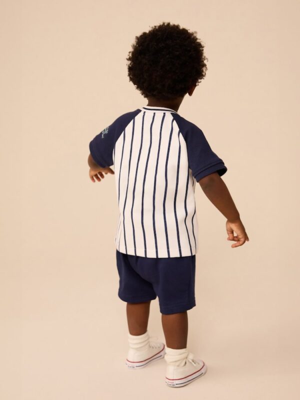 White/Navy Baseball Short Sleeve Jersey Shirt & Shorts Set