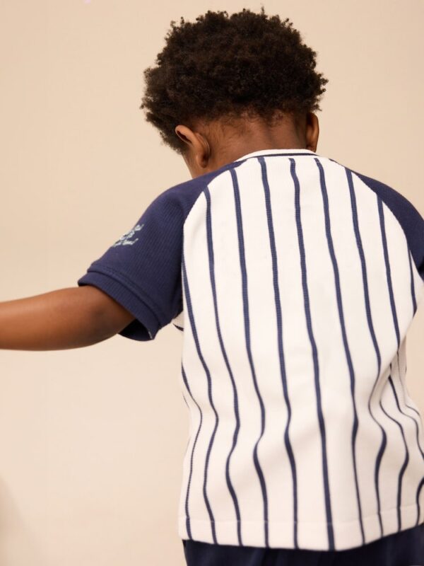 White/Navy Baseball Short Sleeve Jersey Shirt & Shorts Set