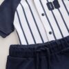 White/Navy Baseball Short Sleeve Jersey Shirt & Shorts Set