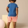 Blue Short Sleeve T-Shirt & Pattern Shorts Set