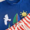 Blue Short Sleeve T-Shirt & Pattern Shorts Set