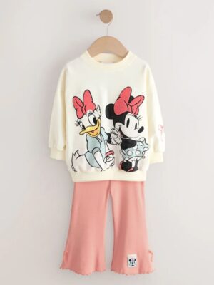 Ecru White Disney Minnie Mouse and Daisy Duck Long Sleeve Top and Flare