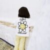 Ecru Yellow Smiley World Short Sleeve T-Shirt and Flare Set