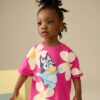 Pink Bluey Short Sleeve T-Shirt and Cycle Shorts Set
