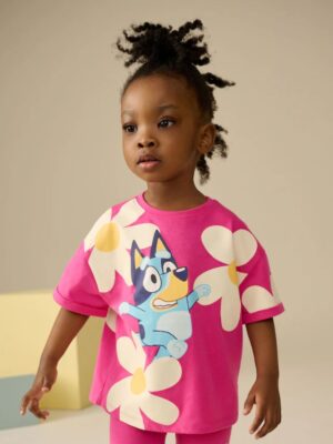 Pink Bluey Short Sleeve T-Shirt and Cycle Shorts Set