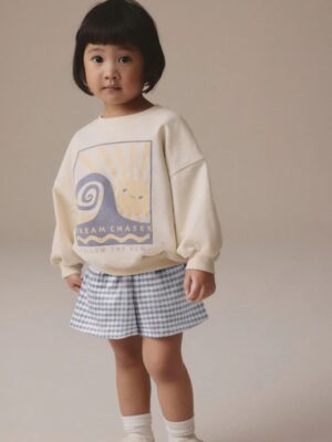 Blue Gingham 100% Cotton Top & Shorts Set
