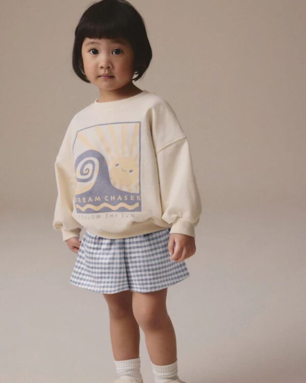 Blue Gingham 100% Cotton Top & Shorts Set
