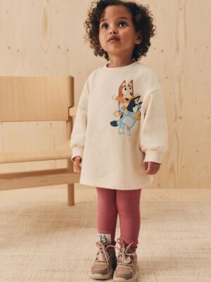Ecru White Bluey Long Sleeve Top and Leggings Set
