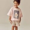 Pink Bunny 100% Cotton Top & Shorts Set