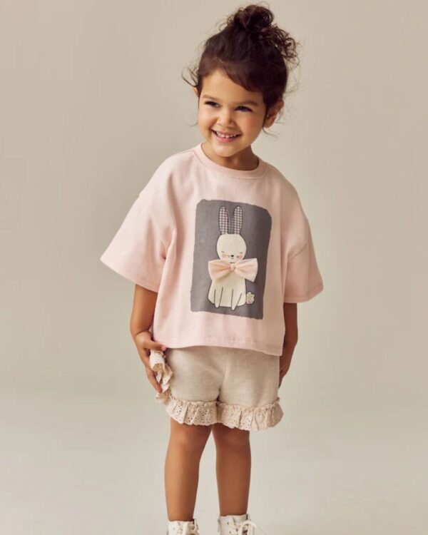 Pink Bunny 100% Cotton Top & Shorts Set