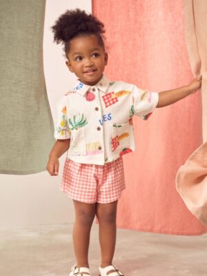 Red Gingham Holiday Print 100% Cotton Short Sleve Shirt and Shorts Set