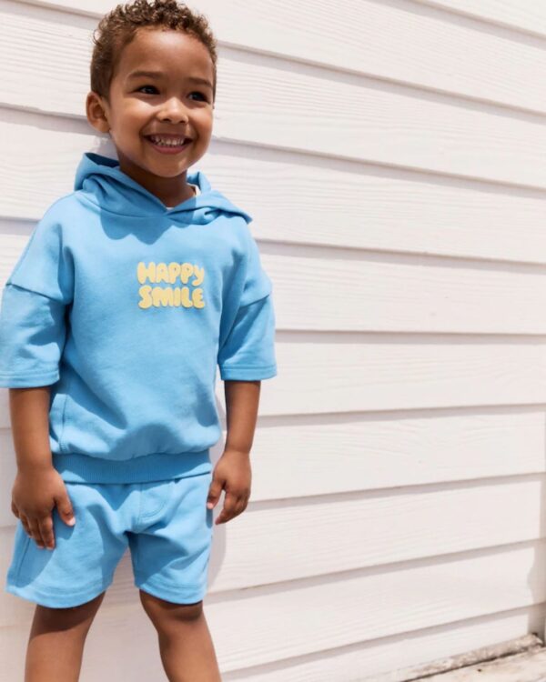 Blue/Yellow Hooded Sweatshirt and Shorts Set