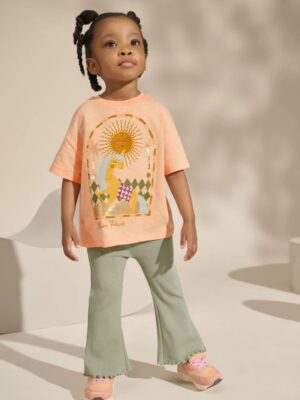 Pink Unicorn Short Sleeve T-Shirt and Flare Leggings Set