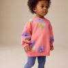 Pink Flowers Sweatshirt and Leggings Set