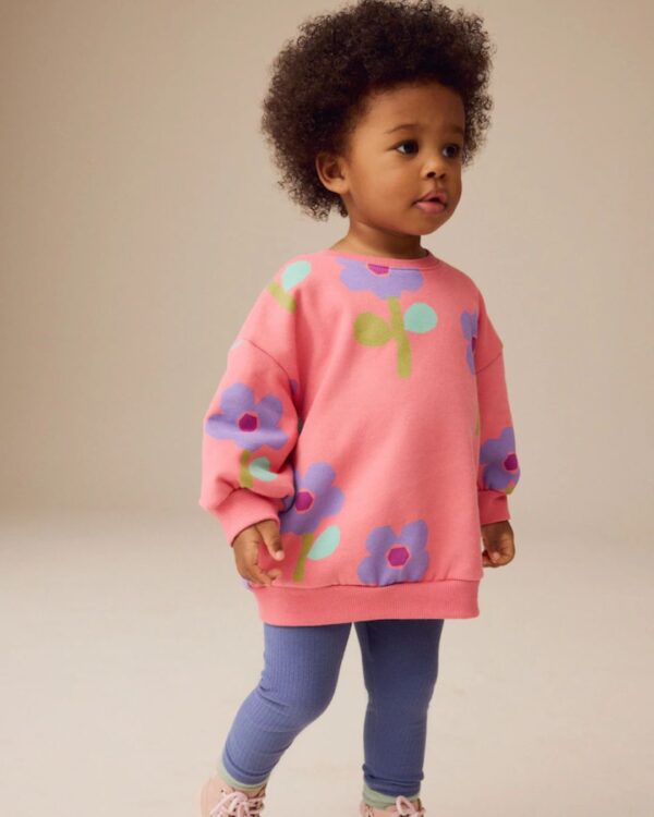 Pink Flowers Sweatshirt and Leggings Set