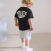 Black/Grey Baseball Short Sleeve Jersey Shirt & Shorts Set