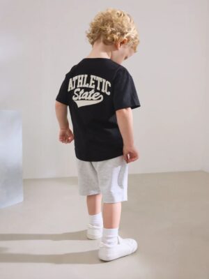 Black/Grey Baseball Short Sleeve Jersey Shirt & Shorts Set