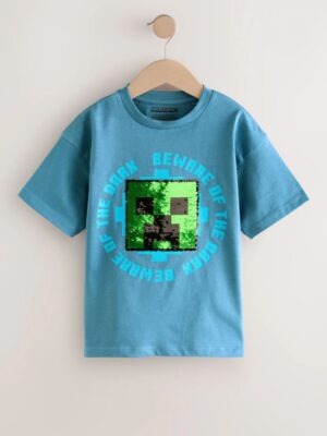 Navy Blue Minecraft Sequin T-Shirt