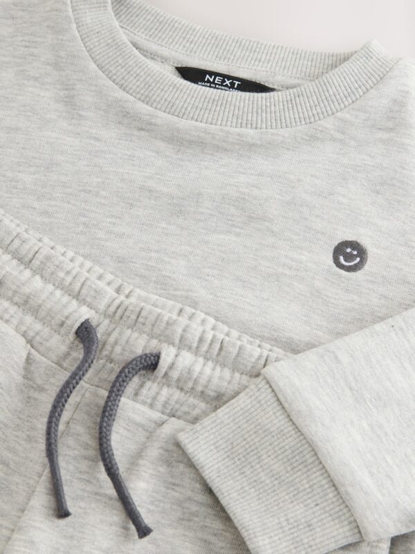 Grey Marl Jersey Sweatshirt And Joggers Set