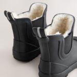 Black Plain Warm Lined Ankle Wellies