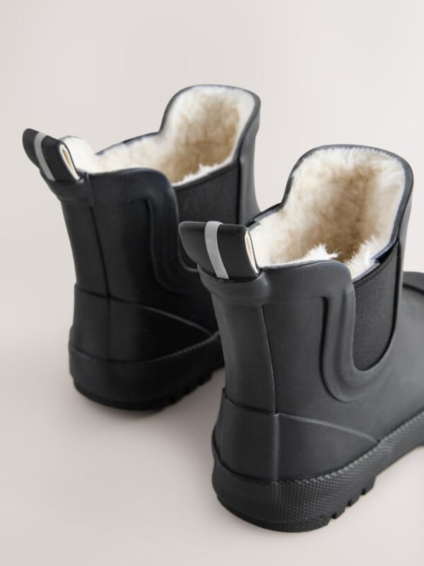 Black Plain Warm Lined Ankle Wellies