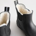 Black Plain Warm Lined Ankle Wellies