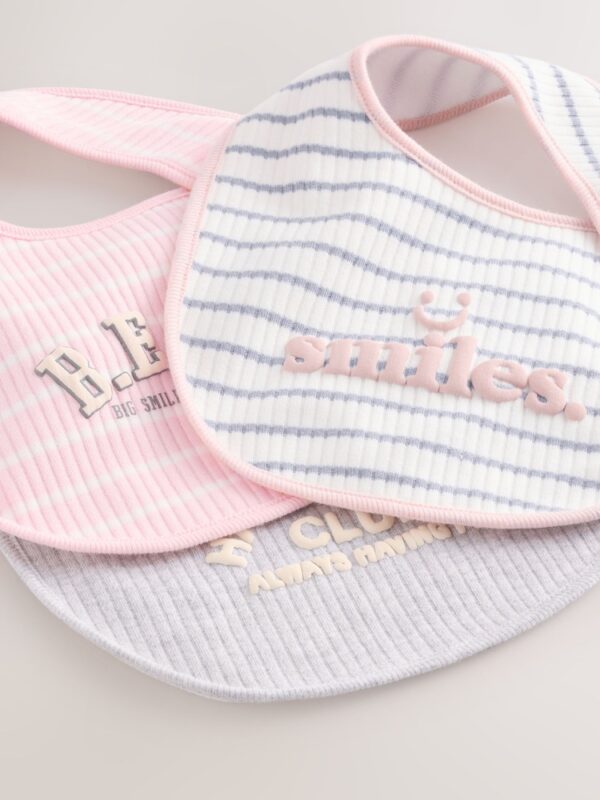 Pink/Grey Baby Bibs 3 Pack