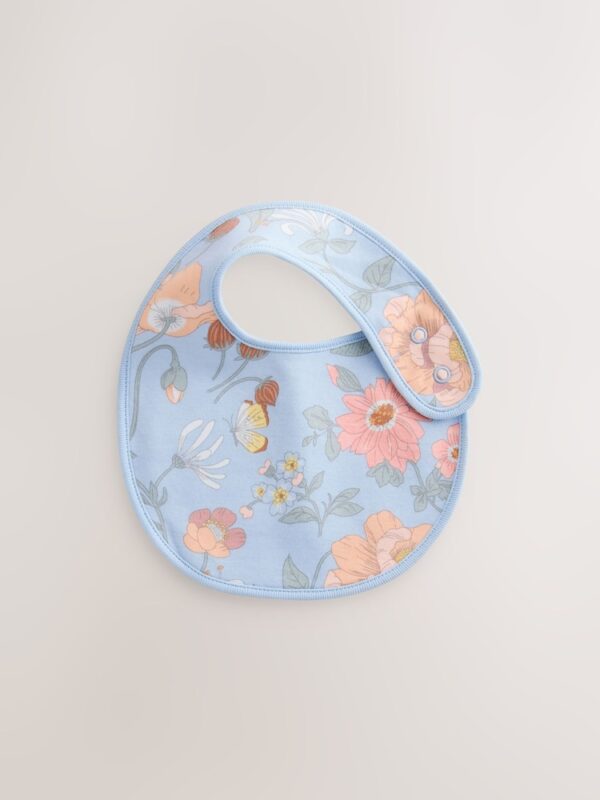 Blue Floral Print Baby Bibs 3 Pack