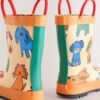 Orange Dog Handle Pull On Wellies